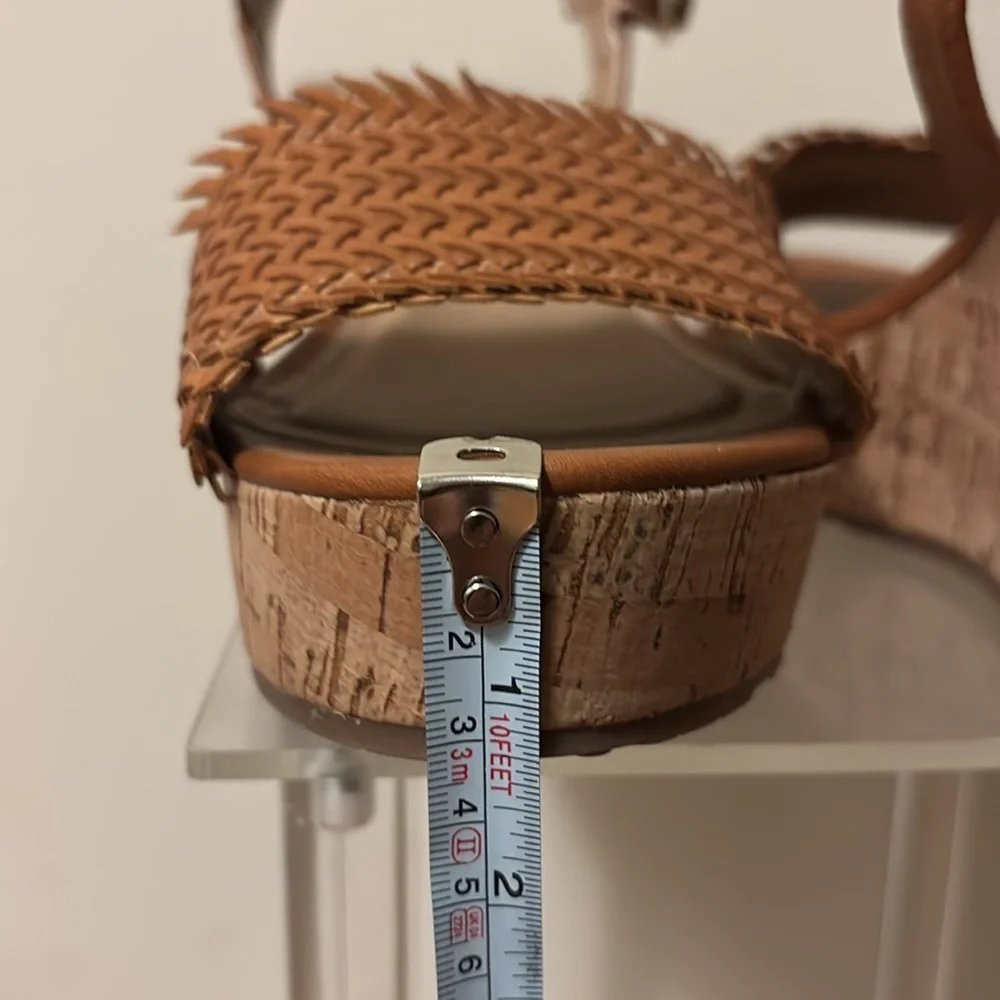 Esprit Brown Leather Sandals with Woven Detail